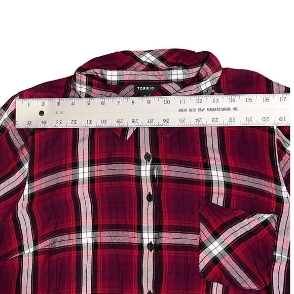 Torrid Shirt Womens 4XL Red Lizzie Twill Plaid Button Up Lumberjack Plus Size‎ 4 - Picture 6 of 12